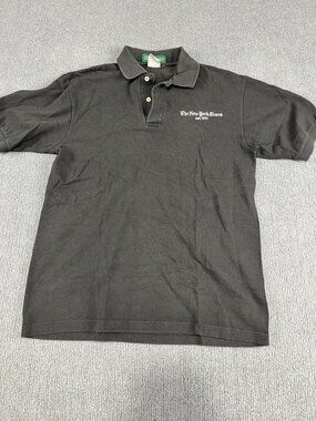 The New York Times Outer Banks Polo Shirt Black Medium Embroidered Logo